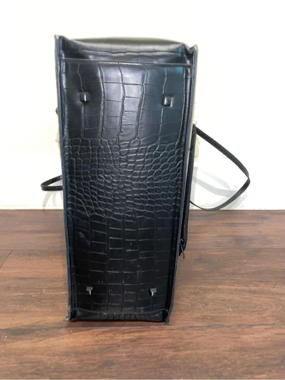 BEIS Black Croc-Embossed Structured Work Tote